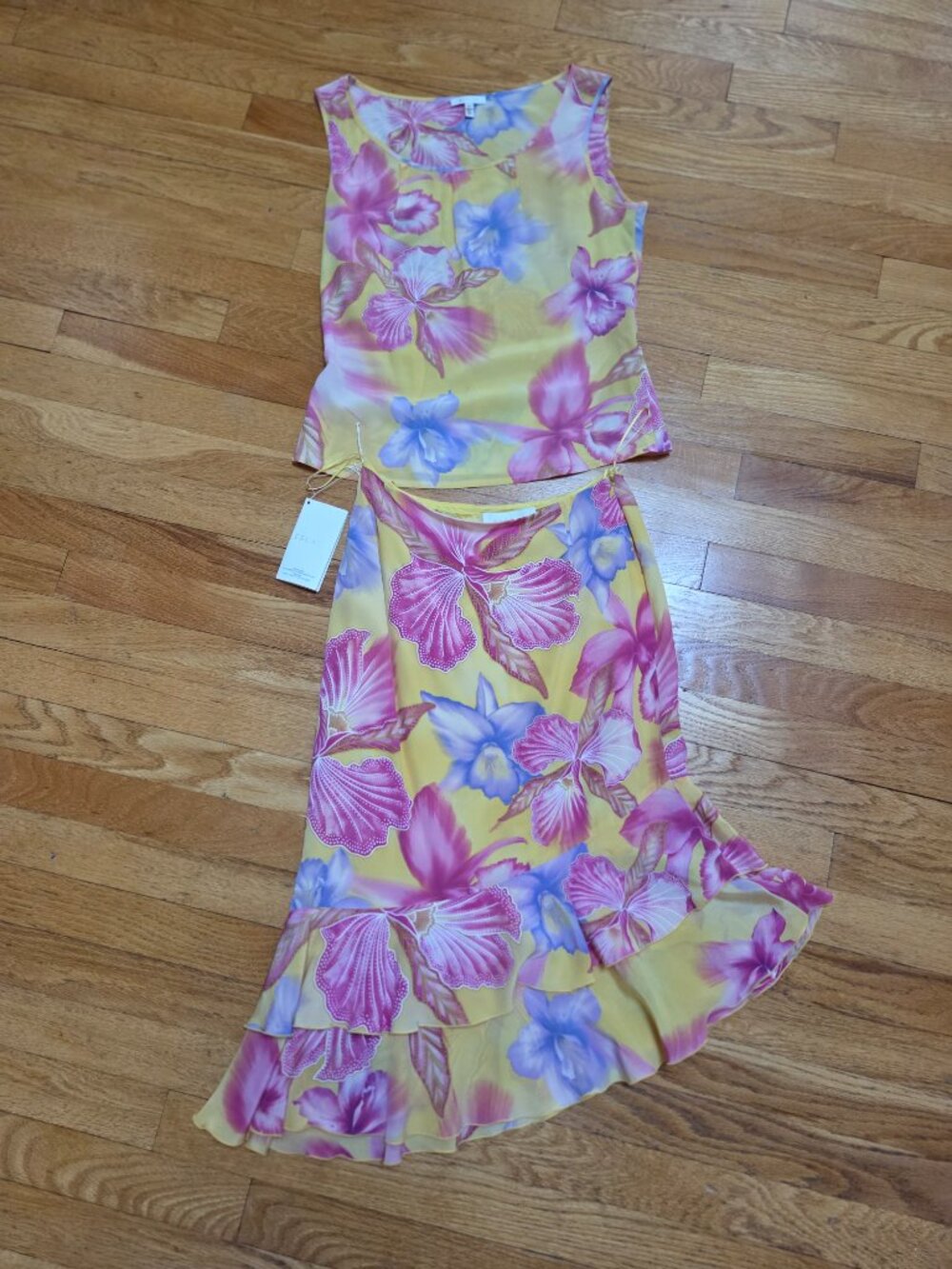 Escada flora two-piece silk dress set-never worn- purchased in Europe
